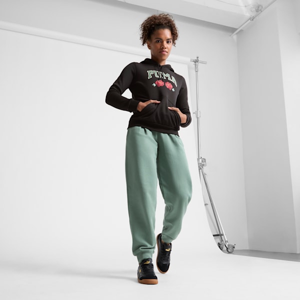 Faux Embroidered Floral Women's Hoodie, PUMA Black, extralarge