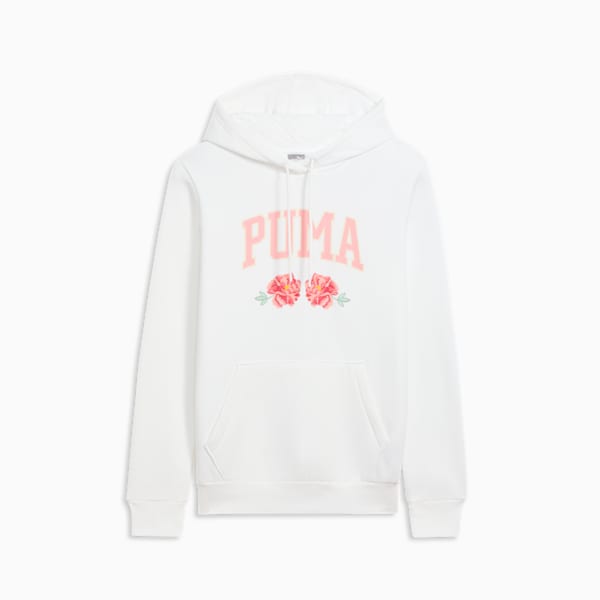 Faux Embroidered Floral Women's Hoodie, PUMA White, extralarge