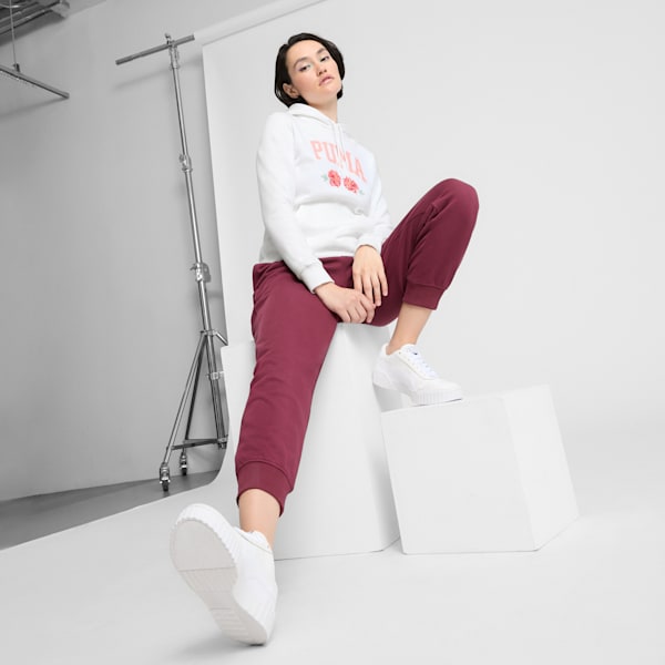Faux Embroidered Floral Women's Hoodie, PUMA White, extralarge