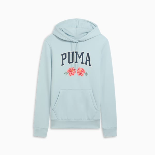 Faux Embroidered Floral Women's Hoodie, Frosted Dew, extralarge