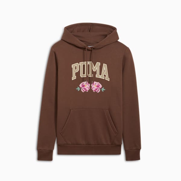 Chandail à capuchon à fausse broderie florale Femme, Espresso Brown, extralarge