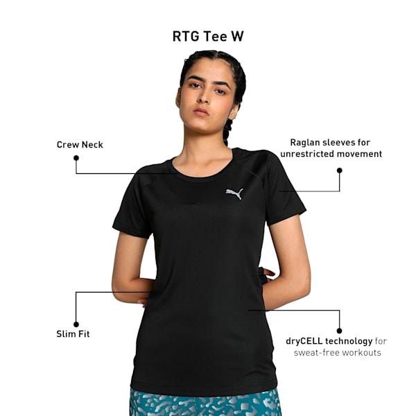 RTG Women's Slim Fit Training Tee, PUMA Black, extralarge-IND