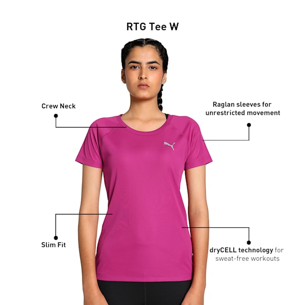 RTG Women's Slim Fit Training Tee, Magenta Gleam, extralarge-IND