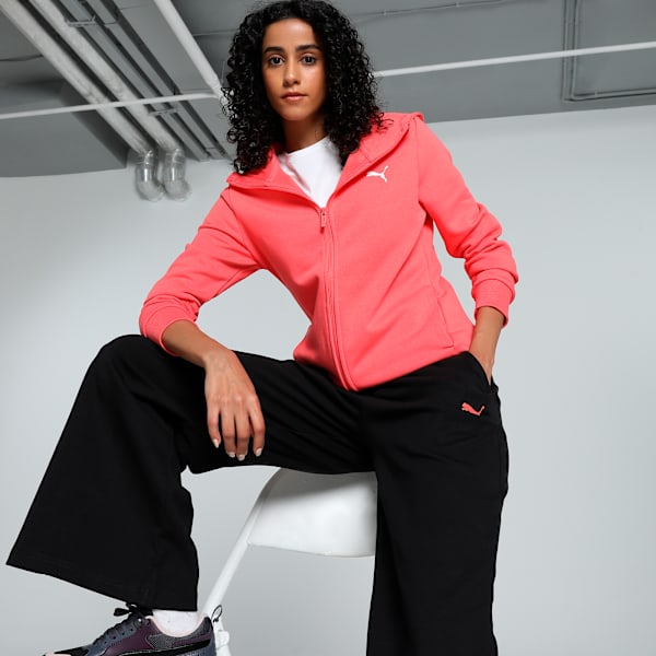 Women's Hooded Full Zip Jacket, Salmon, extralarge-IND