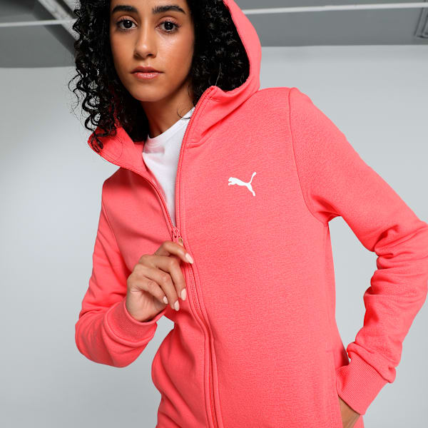 Women's Hooded Full Zip Jacket, Salmon, extralarge-IND