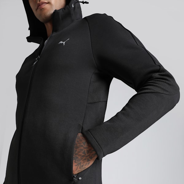 EVOSTRIPE Men's Slim Fit Full-Zip Hoodie, PUMA Black, extralarge-IND