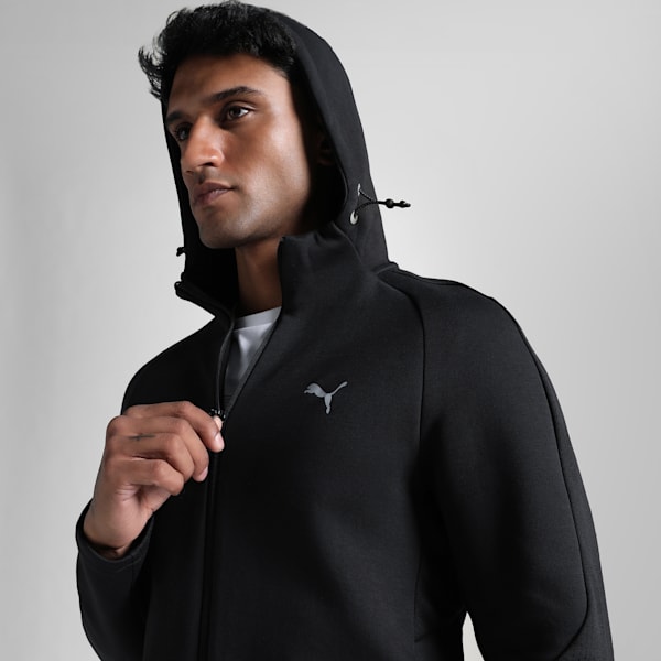 EVOSTRIPE Men's Slim Fit Full-Zip Hoodie, PUMA Black, extralarge-IND