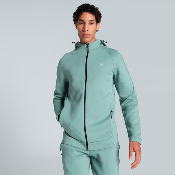EVOSTRIPE Men's Slim Fit Full-Zip Hoodie, Green Moon, extralarge-IND
