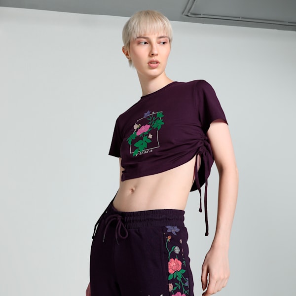 CLASSICS PETALIA Women's Graphic Tee, Midnight Plum, extralarge-IND