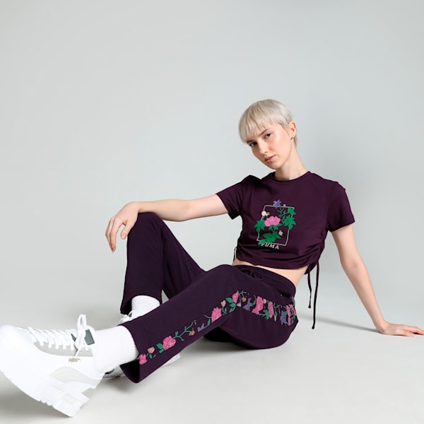 CLASSICS PETALIA Women's Graphic Tee, Midnight Plum, extralarge-IND