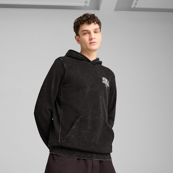 PUMA Class Men's Washed Hoodie, PUMA Black, extralarge