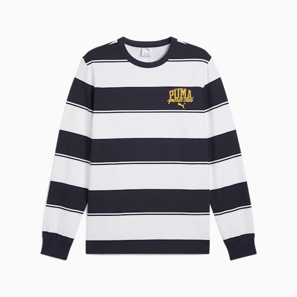 Sudadera para hombre con cuello redondo a rayas PUMA Class, New Navy, extralarge