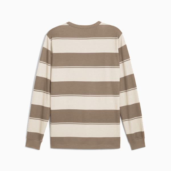 Class Pack Men's Striped Crew Sweatshirt, Totally Taupe, extralarge
