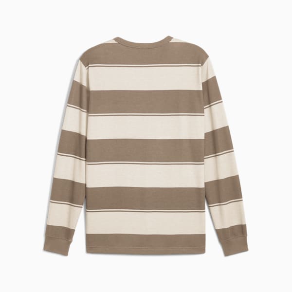Sudadera para hombre con cuello redondo a rayas PUMA Class, Totally Taupe, extralarge