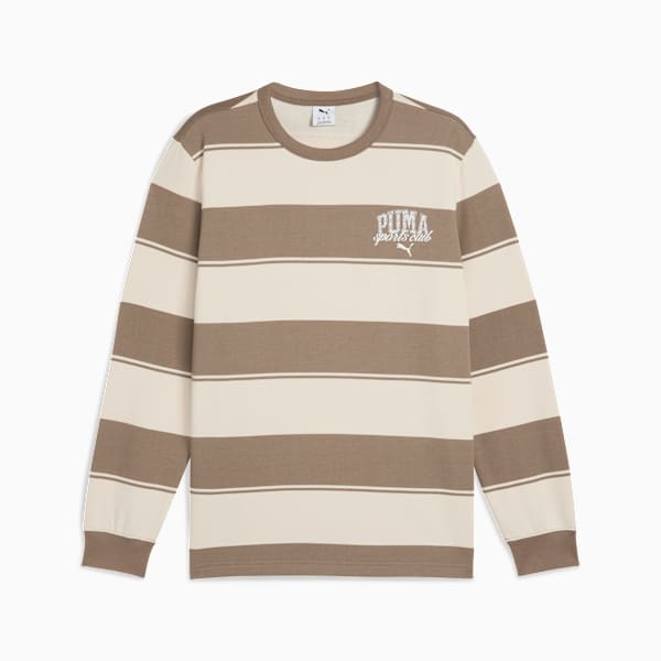 Class Pack Men's Striped Crew Sweatshirt, Totally Taupe, extralarge