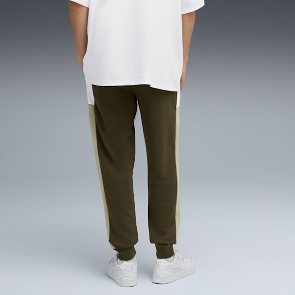 Colorblock Men's Sweatpants, Dark Olive, extralarge-IND