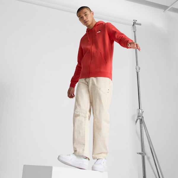 Essentials Small No. 1 Logo Men's Full-Zip Hoodie, Red Fire, extralarge