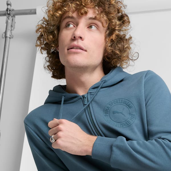 Sudadera con capucha y cierre completo Tonal Graphic para hombre, Gray Skies, extralarge