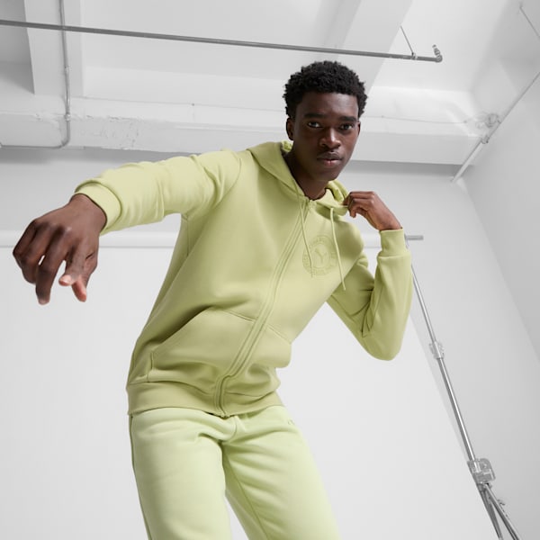 Tonal Collection Graphic Men's Full-Zip Hoodie, Pistachio Green, extralarge