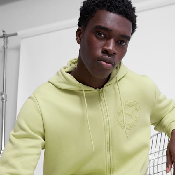 Sudadera con capucha y cierre completo Tonal Graphic para hombre, Pistachio Green, extralarge