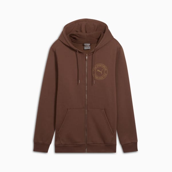 Tonal Collection Graphic Men's Full-Zip Hoodie, Espresso Brown, extralarge