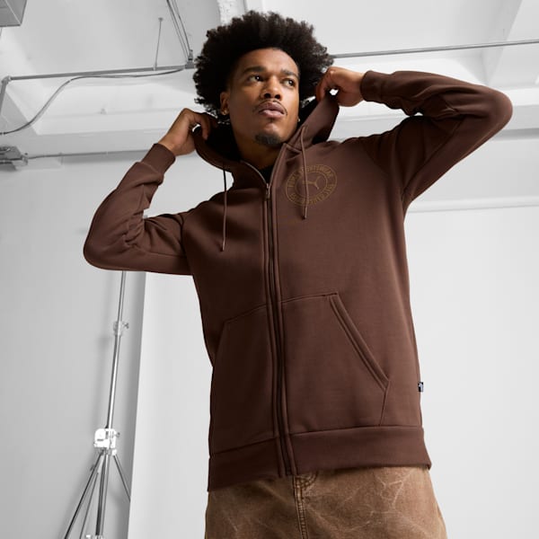 Tonal Collection Graphic Men's Full-Zip Hoodie, Espresso Brown, extralarge