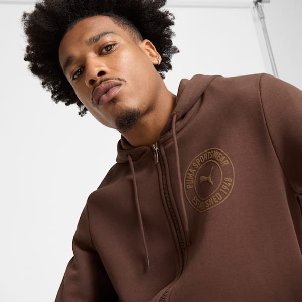 Tonal Collection Graphic Men's Full-Zip Hoodie, Espresso Brown, extralarge