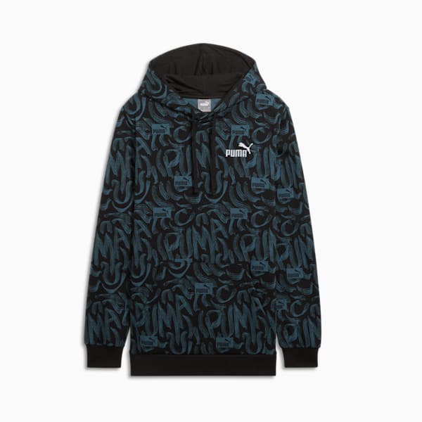 Essentials+ Logo Lab Sudadera con capucha gráfica para hombre, PUMA Black, extralarge