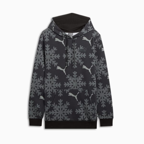 ESS+ Logo Lab Winter Snowflake Hoodie, PUMA Black, extralarge