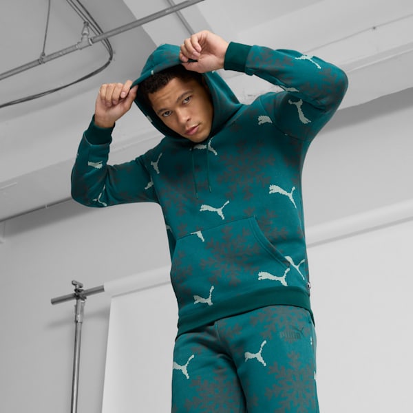 ESS+ Logo Lab Winter Snowflake Hoodie, Dark Myrtle, extralarge