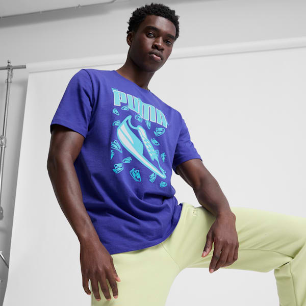 Camiseta con gráfico de tenis para hombre, Lapis Lazuli, extralarge