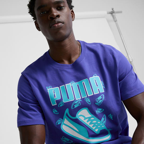Camiseta con gráfico de tenis para hombre, Lapis Lazuli, extralarge
