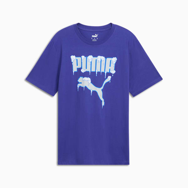 Graphics Frozen Cat Men's Tee, Lapis Lazuli, extralarge
