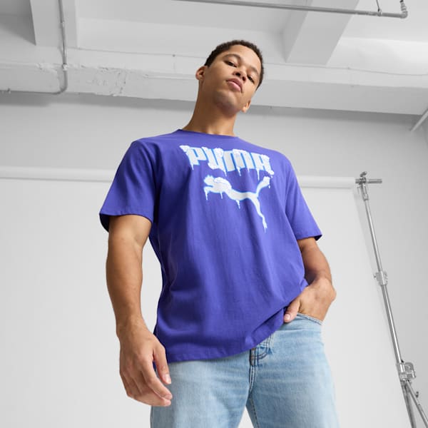 Graphics Frozen Cat Men's Tee, Lapis Lazuli, extralarge