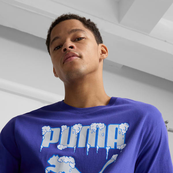 Graphics Frozen Cat Men's Tee, Lapis Lazuli, extralarge