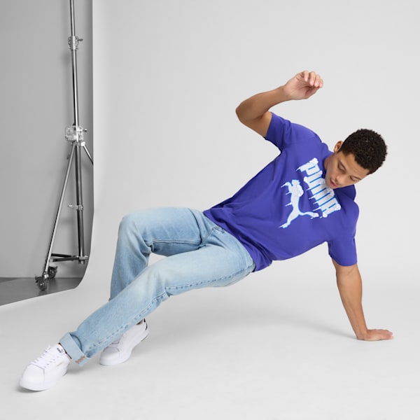 Graphics Frozen Cat Men's Tee, Lapis Lazuli, extralarge