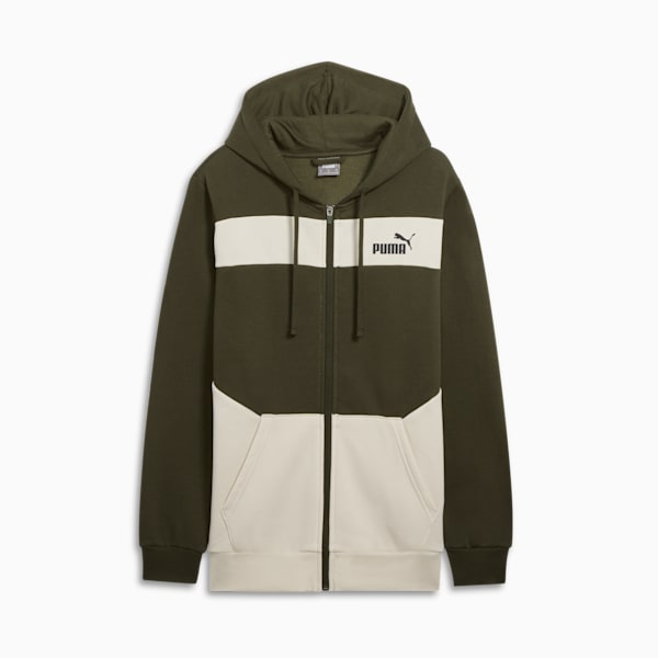 Sudadera con capucha PUMA Power Colorblock, Hombre, Dark Olive, extralarge