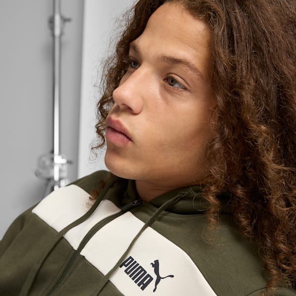 Sudadera con capucha PUMA Power Colorblock, Hombre, Dark Olive, extralarge