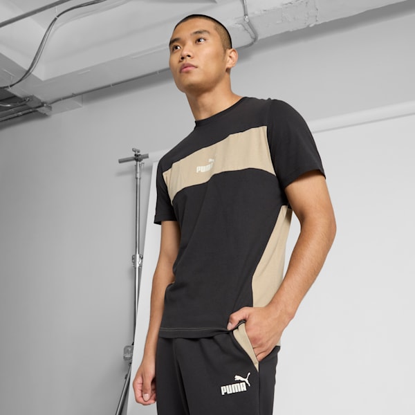 PUMA Power Men's Colorblock Tee, PUMA Black, extralarge