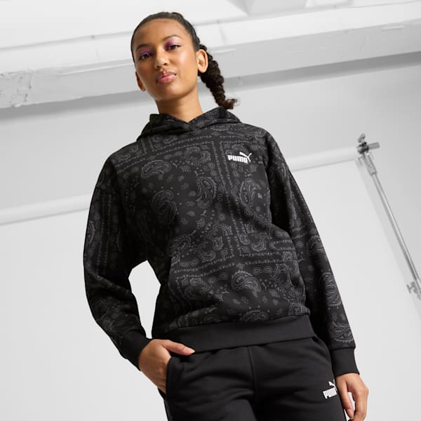 Sudadera con capucha ESS+ Paisley AOP para mujer, PUMA Black, extralarge