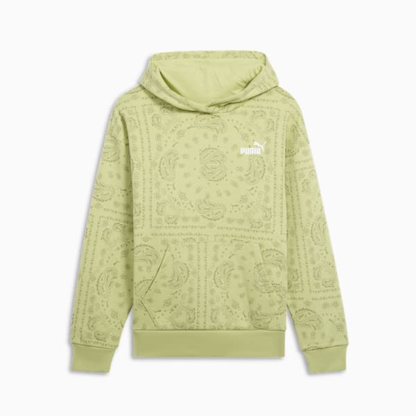 Sudadera con capucha ESS+ Paisley AOP para mujer, Pistachio, extralarge
