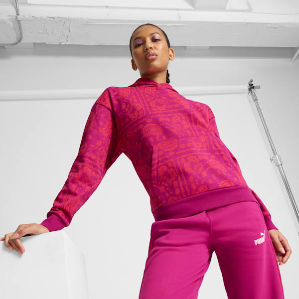 ESS+ Paisley AOP Women's Hoodie, Magenta Gleam, extralarge