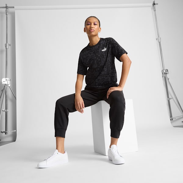 ESS+ Paisley AOP Women's Tee, PUMA Black, extralarge