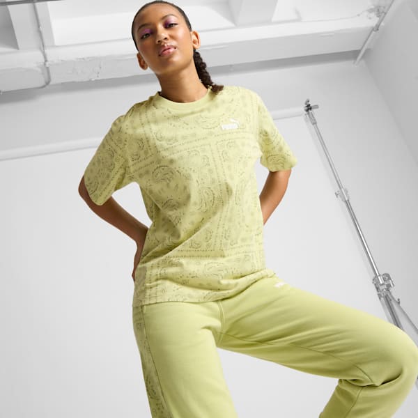 Camiseta de mujer ESS+ Paisley AOP, Pistachio Green, extralarge