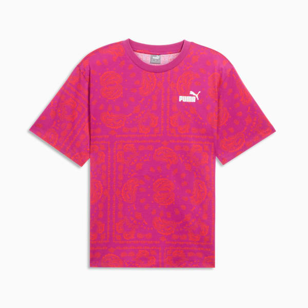 Camiseta de mujer ESS+ Paisley AOP, Magenta Gleam, extralarge