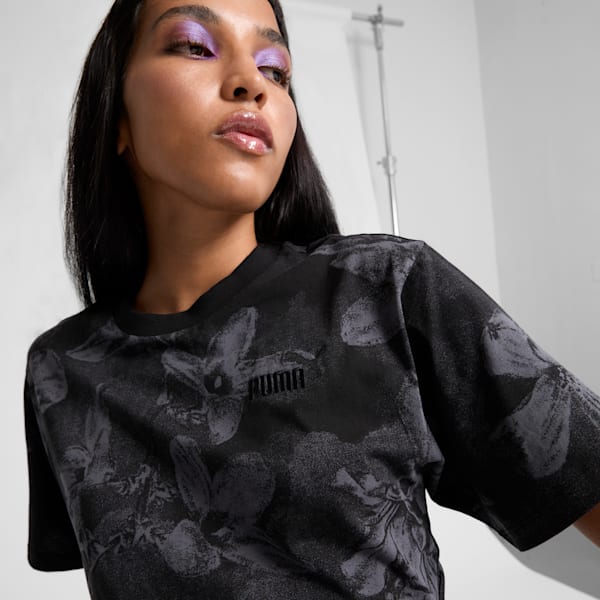 Playera con estampado integral para mujer ESS+ Floral, PUMA Black, extralarge