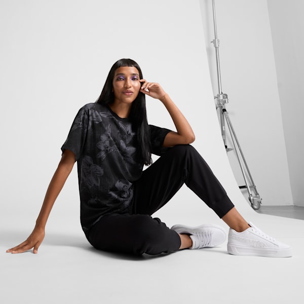 Playera con estampado integral para mujer ESS+ Floral, PUMA Black, extralarge