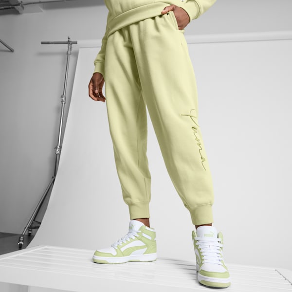 Pantalon de sport à logo Script Femme, Pistachio Green, extralarge