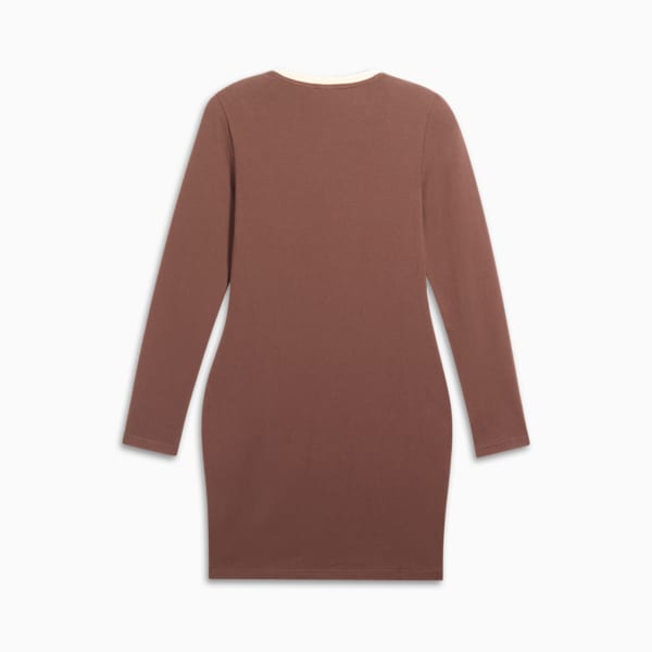 HER Long Sleeve Trim Women's Dress, Espresso Brown, extralarge