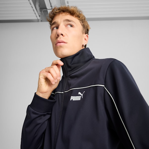 Men's Poly Piping Tracksuit, New Navy, extralarge-IND
